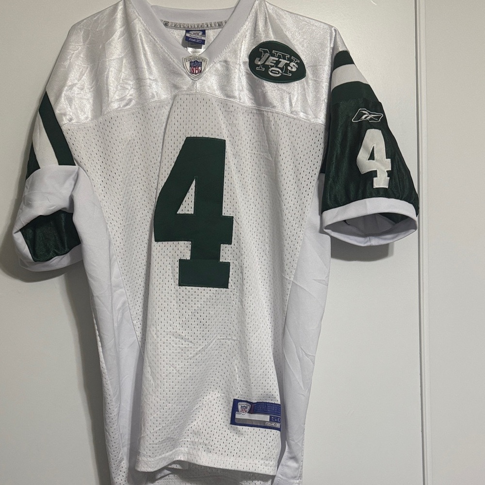 Brett Favre Reebok Men's White and Dark Green Jersey